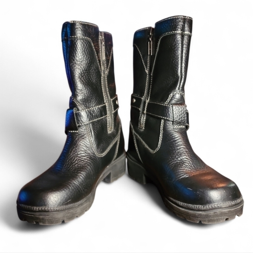 Milwaukee Motorcycle Clothing Co. Black Leather Boots Mvb241 Size 6 Chunky Heel - Picture 3 of 7